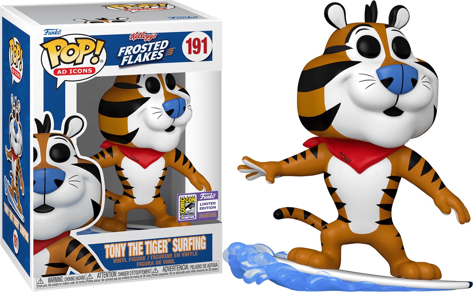 Funko Pop Ad Icons 191 Tony the Tiger Surfing 2023 SDCC Official