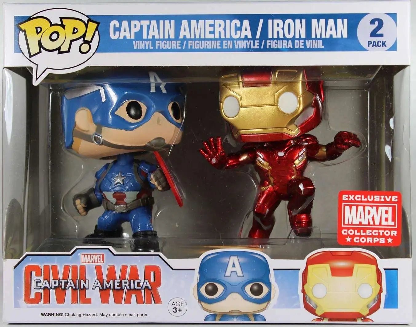 Funko Civil War POP! Marvel Captain America & Iron man Exclusive Vinyl Bobble Head 2-Pack