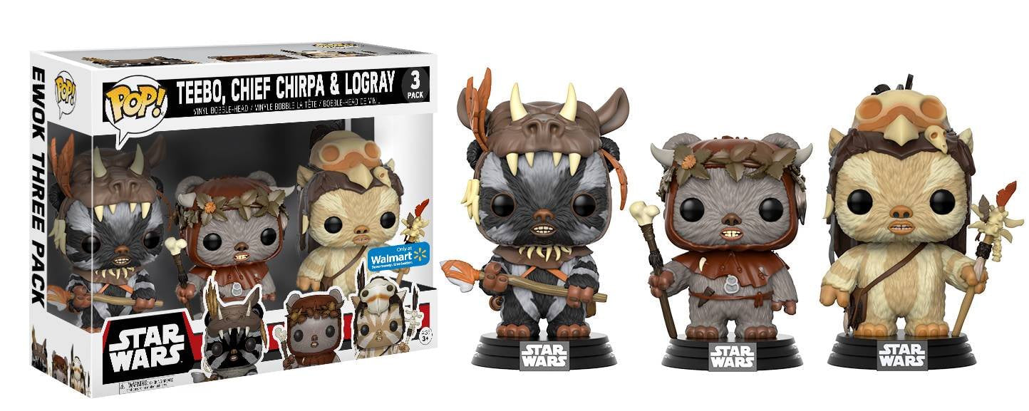 Funko POP! Movies: Star Wars - Ewok 3 Pack - Teebo, Chirpa, Logray - Walmart Exclusive