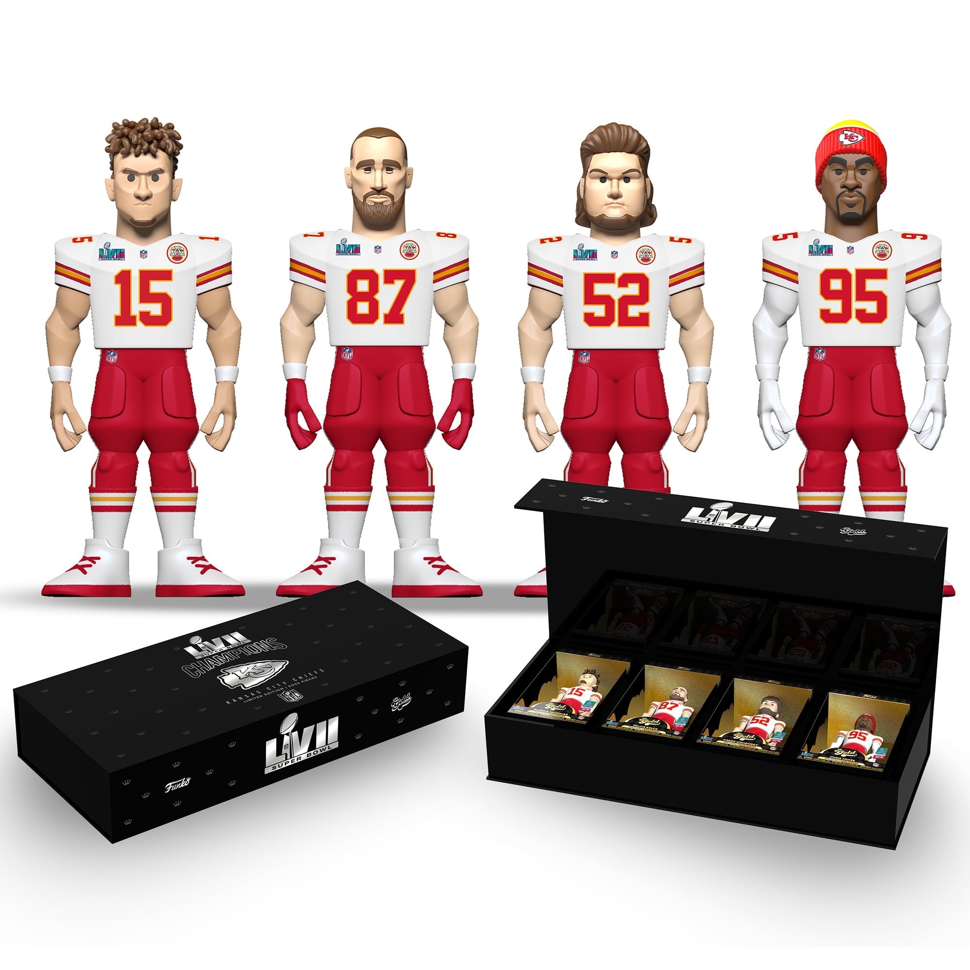 Funko Kansas City Chiefs Fanatics Exclusive Super Bowl LVII Champions Four-Pack Vinyl GOLD 12'' Figures
